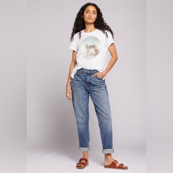 CURRENT/ELLIOTT The Boyfriend Distressed Straight Leg Denim Jeans Ankle Size 28‎ - Picture 1 of 13